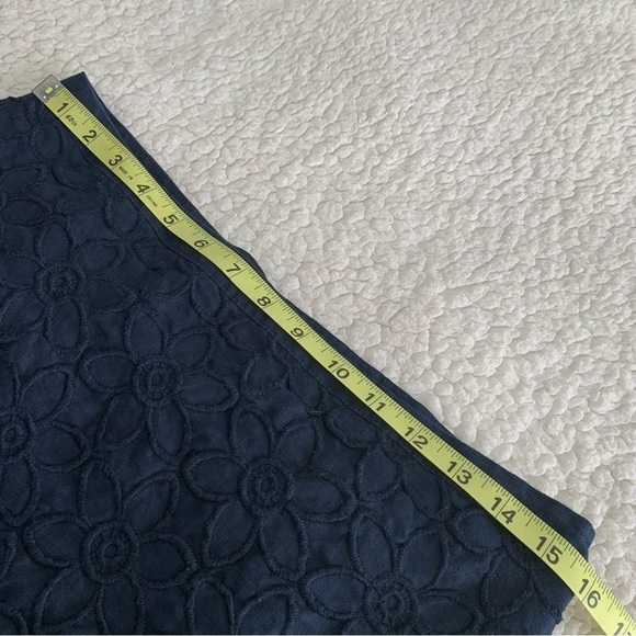 Talbots Floral‎ Embroidered Scalloped Hem Linen Skirt Womens 8 side zip lined - Picture 8 of 10